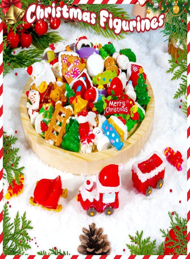 Bbiamsleep 100 Pcs Miniature Christmas Figurines Mini Resin Christmas Figurines Mini Santa Claus Snowman Xmas Trees Animals Gift Box Snowflake for Fairy Garden Xmas Snow Globes Village Decor - Image 4
